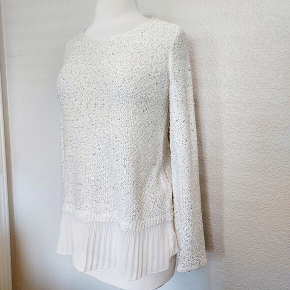 Alfani Cream Sweater w/Sequins Size MP - Picture 6 of 10